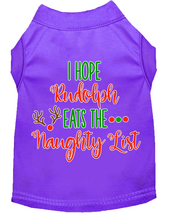 Hope Rudolph Eats Naughty List Screen Print Dog Shirt Purple Med